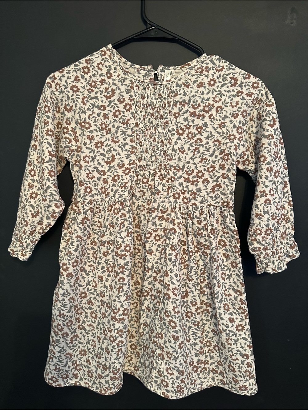 Rylee + Cru Cream Floral Smocked Long-Sleeve Dress